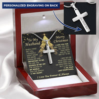 Gift For Husband - Joy - Cross Customize Engraved Cross Necklace
