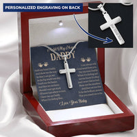 Fathers Day Gift From Baby Customize Father Gift From Baby Hold My Hand Daddy Gift Daddy 1 Customize Engraved Cross Necklace