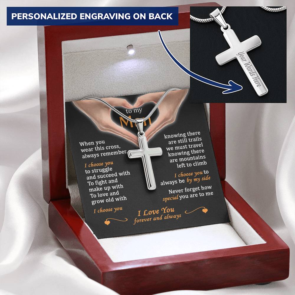 For Your Man - Grow Old With You 2 - Cross Customize Engraved Cross Necklace