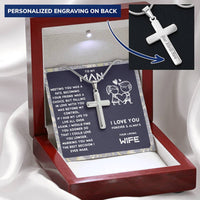 Anniversary Gift For Husband  Gift For Husband From Wife. Customize Engraved Cross Necklace