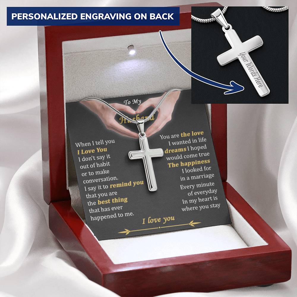 For Husband - The Best Thing To Me - Cross Customize Engraved Cross Necklace