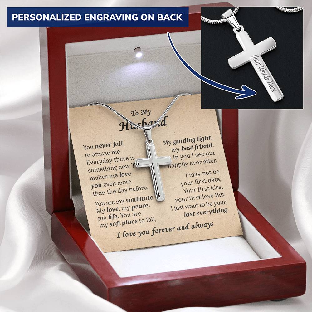 For Husband - More Than The Day Before - Cross Customize Engraved Cross Necklace