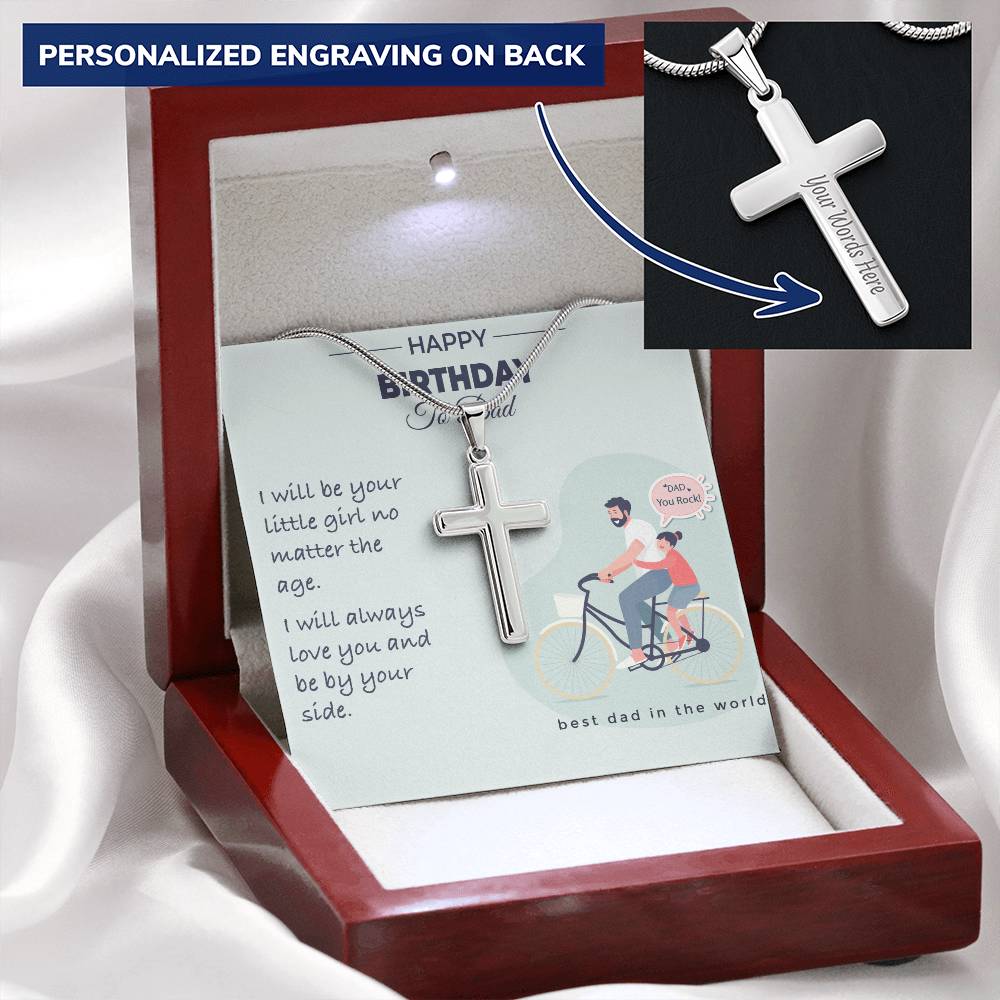 Dad Gift From Daughter Dad Birthday Gift From Daughter  Cross Necklace For Dad. Customize Engraved Cross Necklace