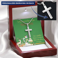 Bonus Sister Cross Necklace Customize Engraved Cross Necklace