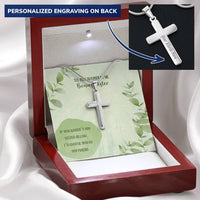 Bonus Sister Cross Pendant Sister In Law Customize Engraved Cross Necklace