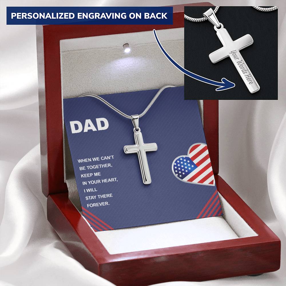 Gift For Dad  Customize Cross Necklace  Father Daughter  To My Dad 4 Customize Engraved Cross Necklace