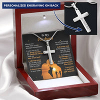 For Husband - I Promise - Cross Customize Engraved Cross Necklace