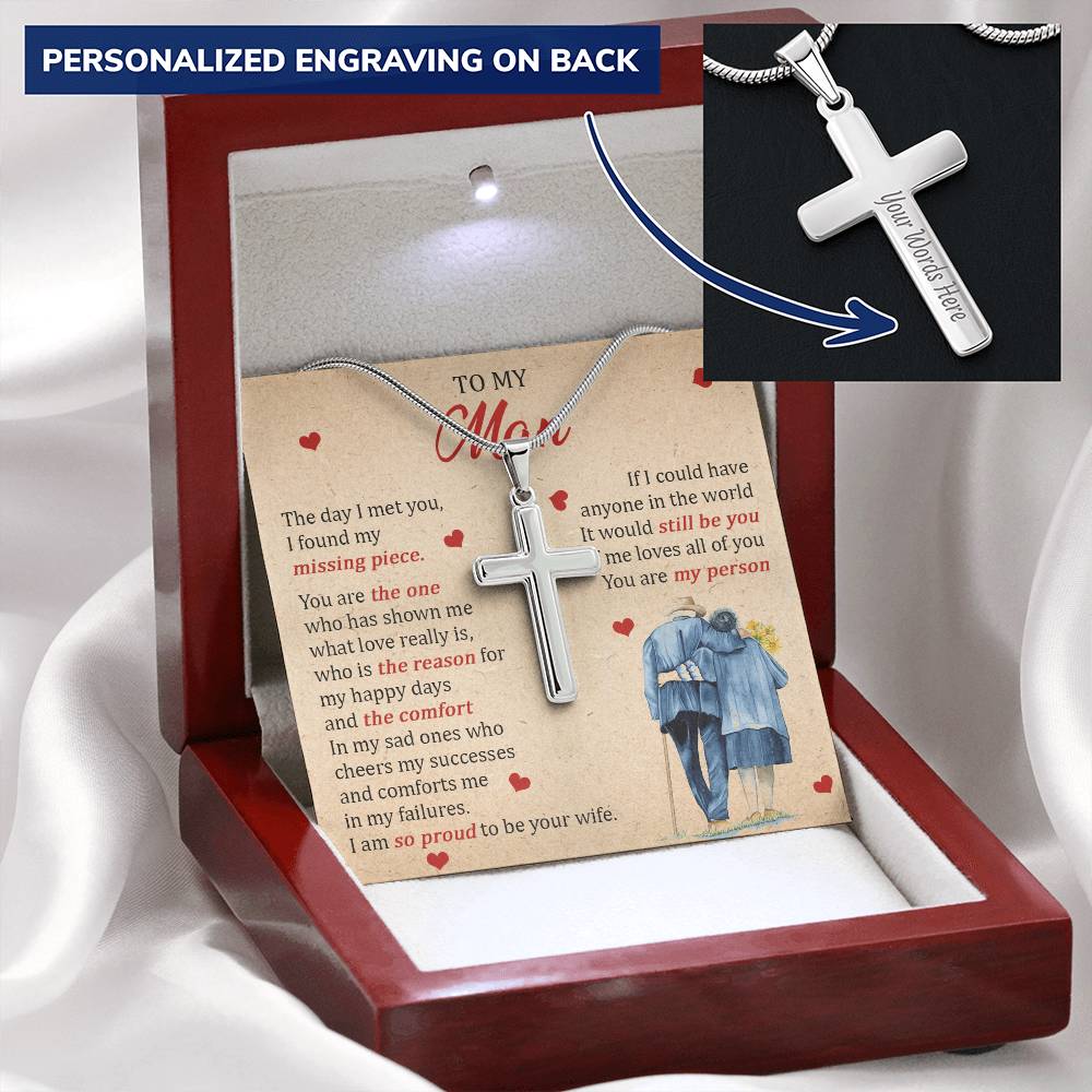 For Your Man - Cheers My Successes - Cross Customize Engraved Cross Necklace
