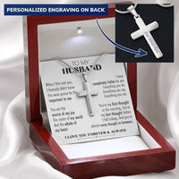 For Husband - Every Thought 2 - Cross Customize Engraved Cross Necklace