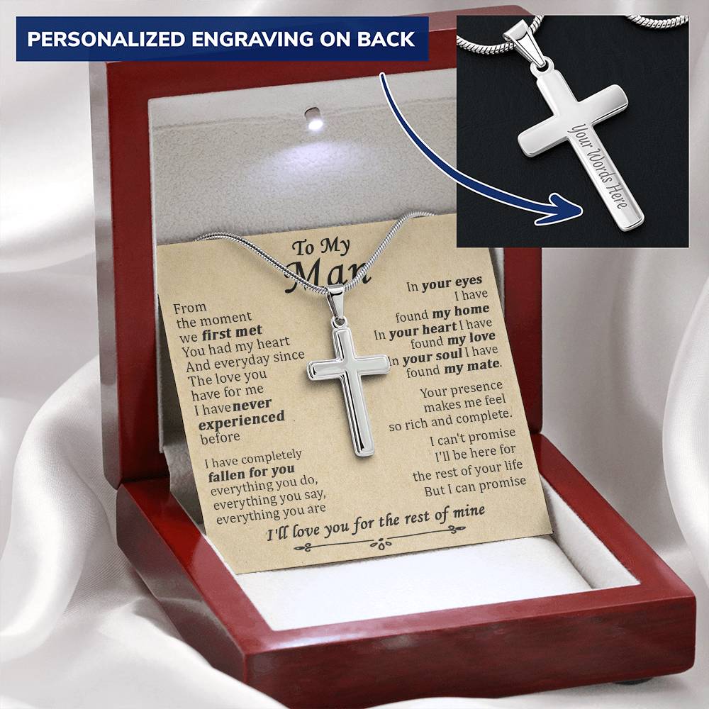For Your Man - You Had My Heart - Cross Customize Engraved Cross Necklace