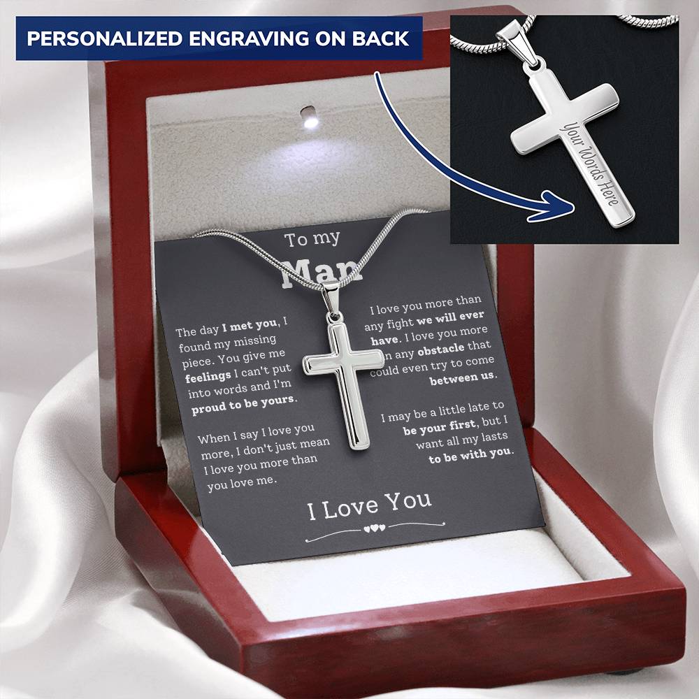 Boyfriend Gift Cross Necklace For Boyfriend Boyfriend Birthday Thoughtful Gifts  Small Gift For Boyfriend Anniversary Customize Engraved Cross Necklace