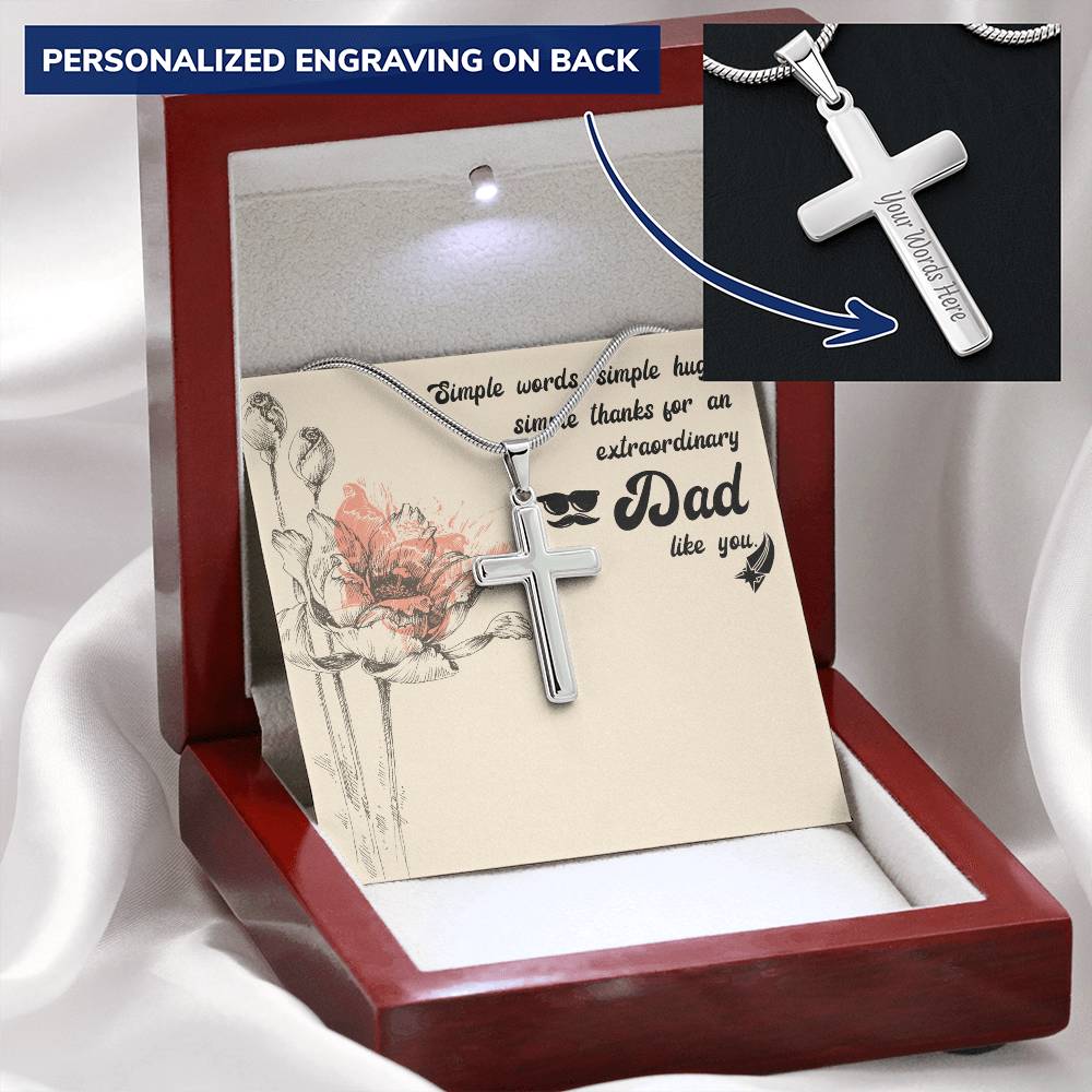 Gift For Dad  Customize Cross Necklace  Father Daughter  To My Dad 1 Customize Engraved Cross Necklace