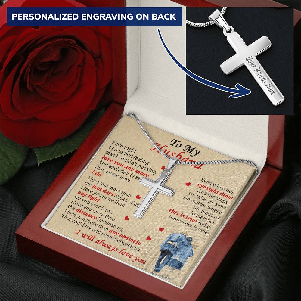 For Husband - The Steps We Take - Cross Customize Engraved Cross Necklace