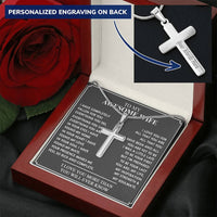 To My Awesome Wife Cross Necklace Customize Engraved Cross Necklace