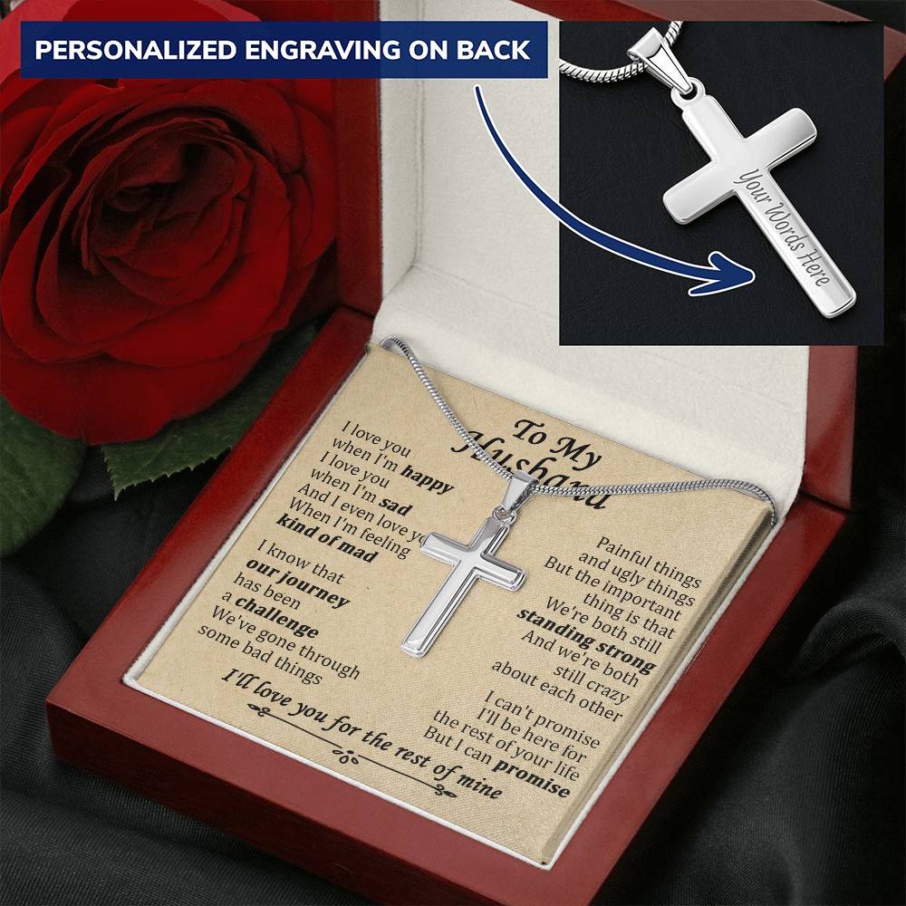 For Husband - When I'm Happy - Cross Customize Engraved Cross Necklace