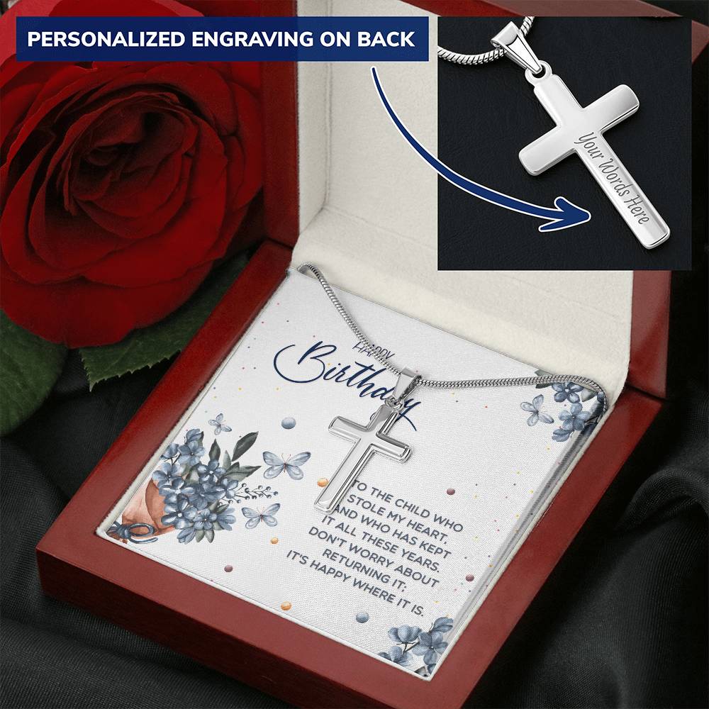 Gift For Birthday Son-To-Dad-Necklace-To-Customize Cross Necklace-Son-To-Father-Gifts-Dad Customize Engraved Cross Necklace