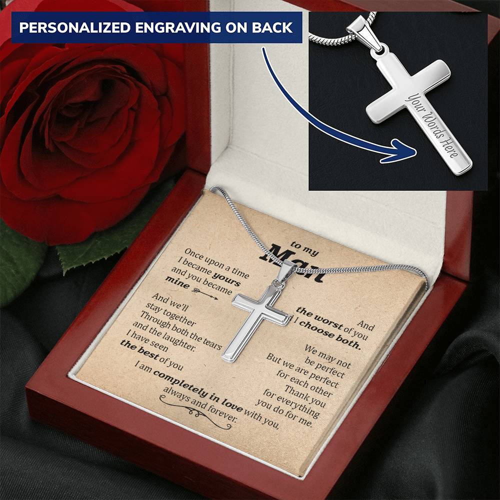 For Your Man - The Best Of You - Cross Customize Engraved Cross Necklace