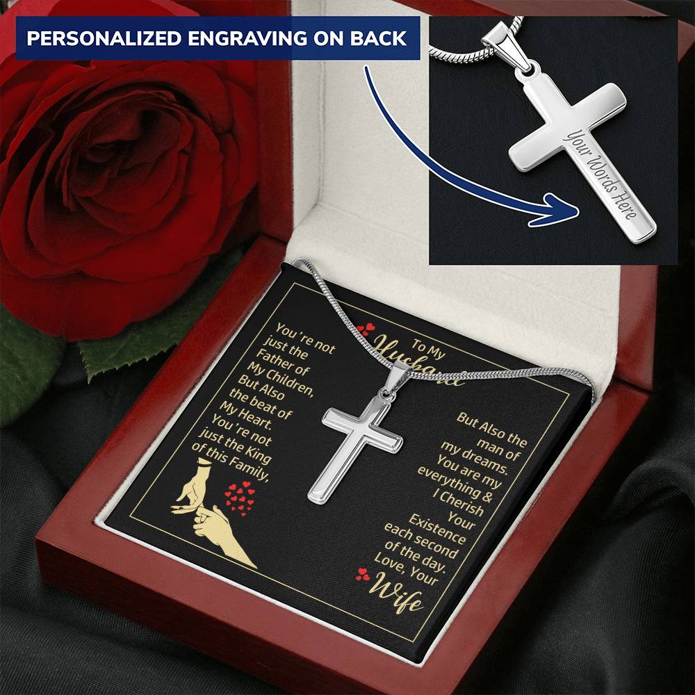 Gift For Husband - Cross Necklace Customize Engraved Cross Necklace