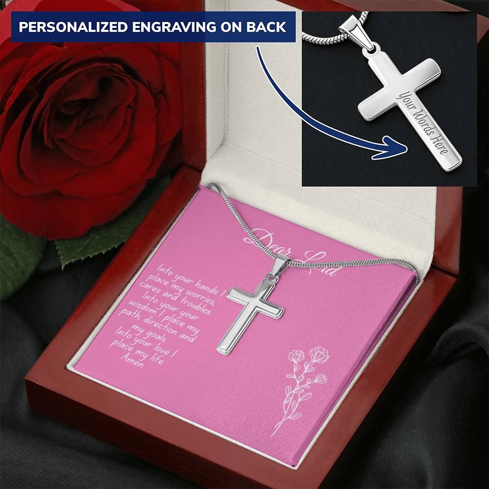 Dear Lord Faith Cross Necklace Customize Engraved Cross Necklace
