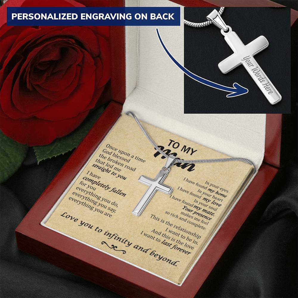 For Your Man - Straight To You - Cross Customize Engraved Cross Necklace