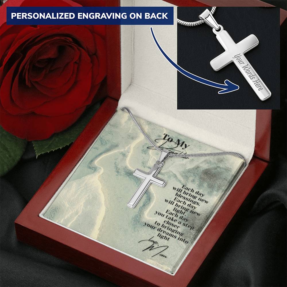 Each Day Customize Cross Necklace Customize Engraved Cross Necklace