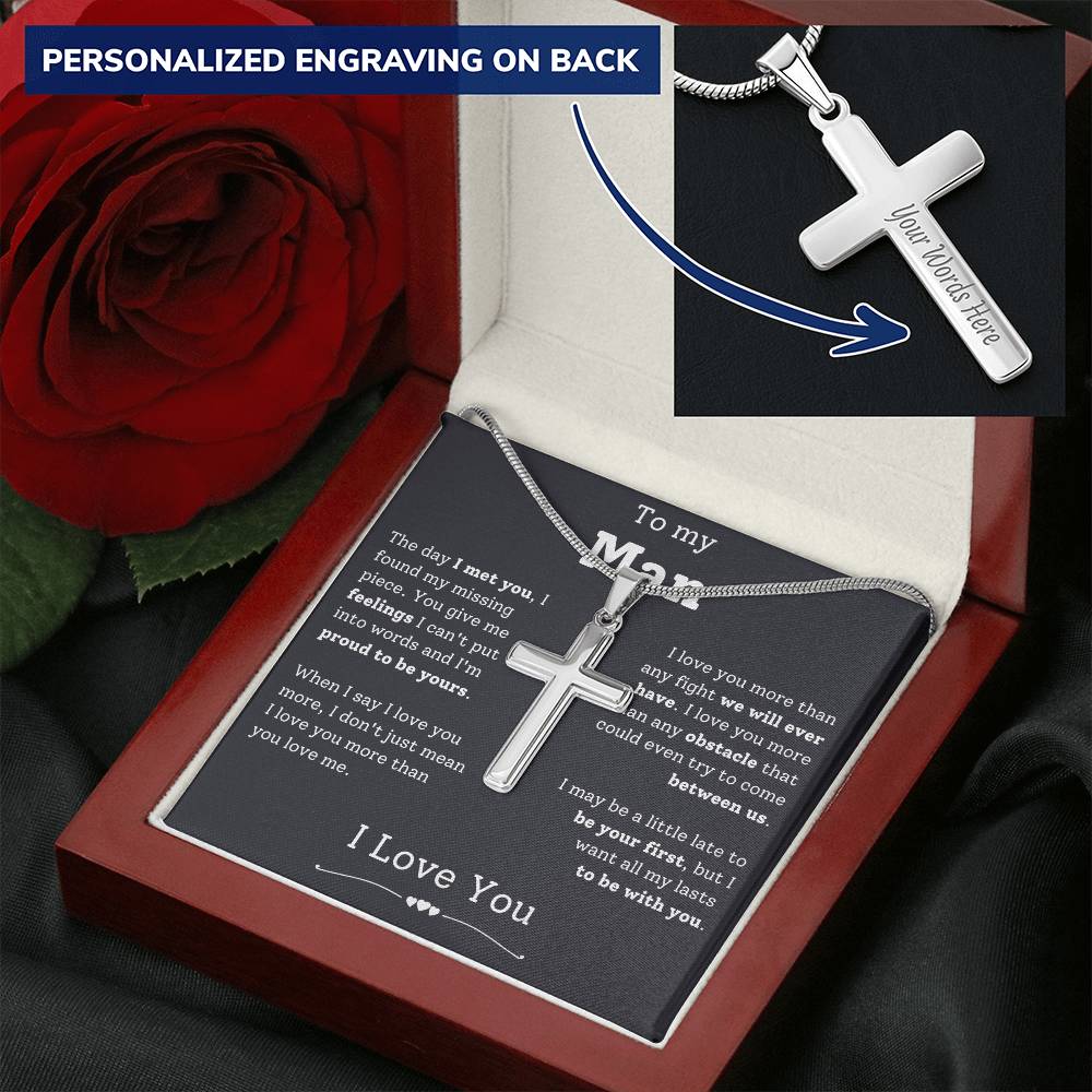 Boyfriend Gift Cross Necklace For Boyfriend Boyfriend Birthday Thoughtful Gifts  Small Gift For Boyfriend Anniversary Customize Engraved Cross Necklace