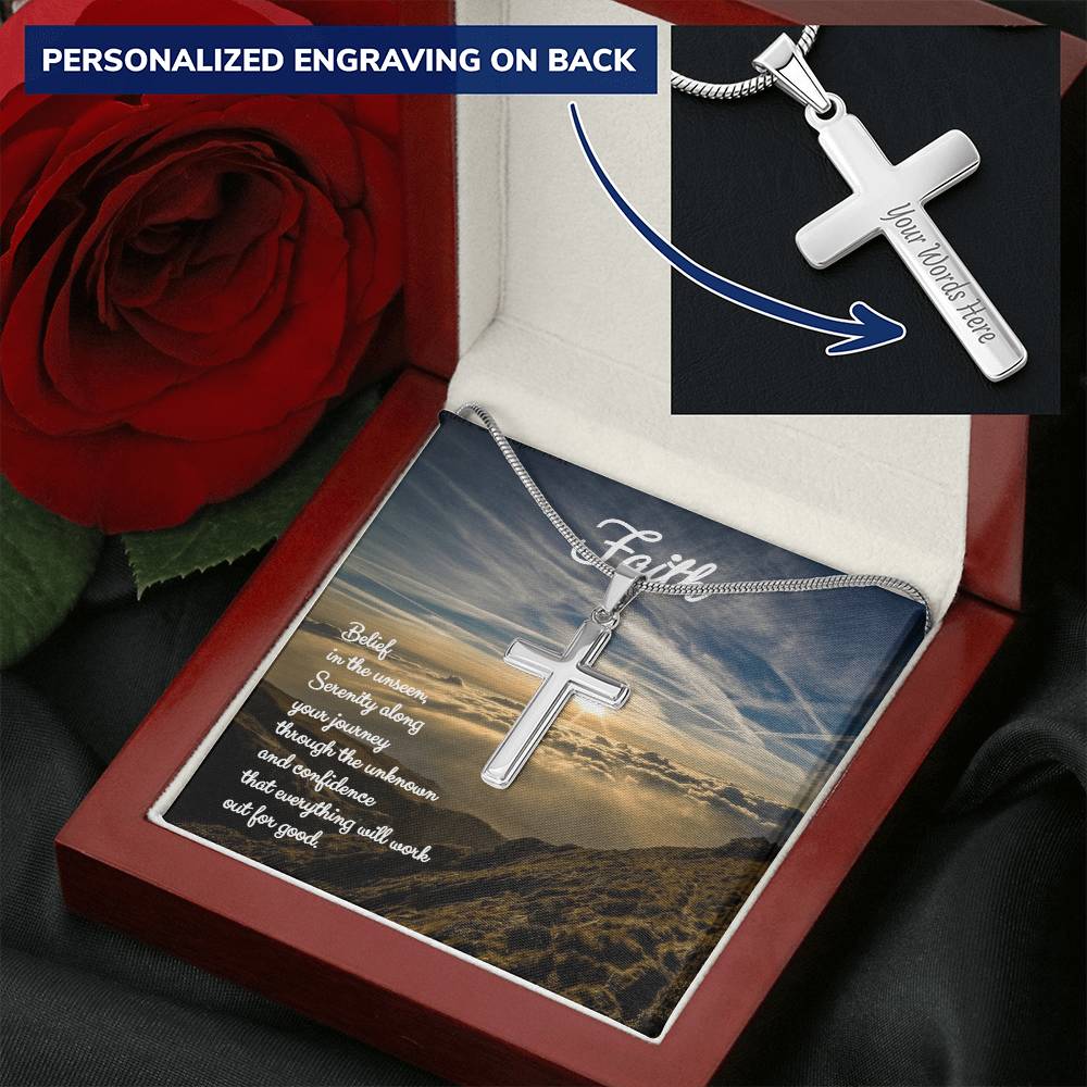 Engravable Faith Cross Pendant  ✟ Customize Engraved Cross Necklace