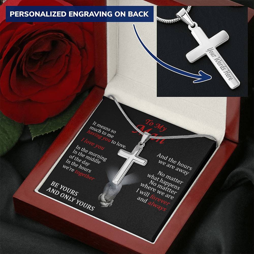 For Your Man - Having You - Cross Customize Engraved Cross Necklace