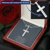 Cross Necklace Gift For Son In Loving Memory Father Customize Engraved Cross Necklace