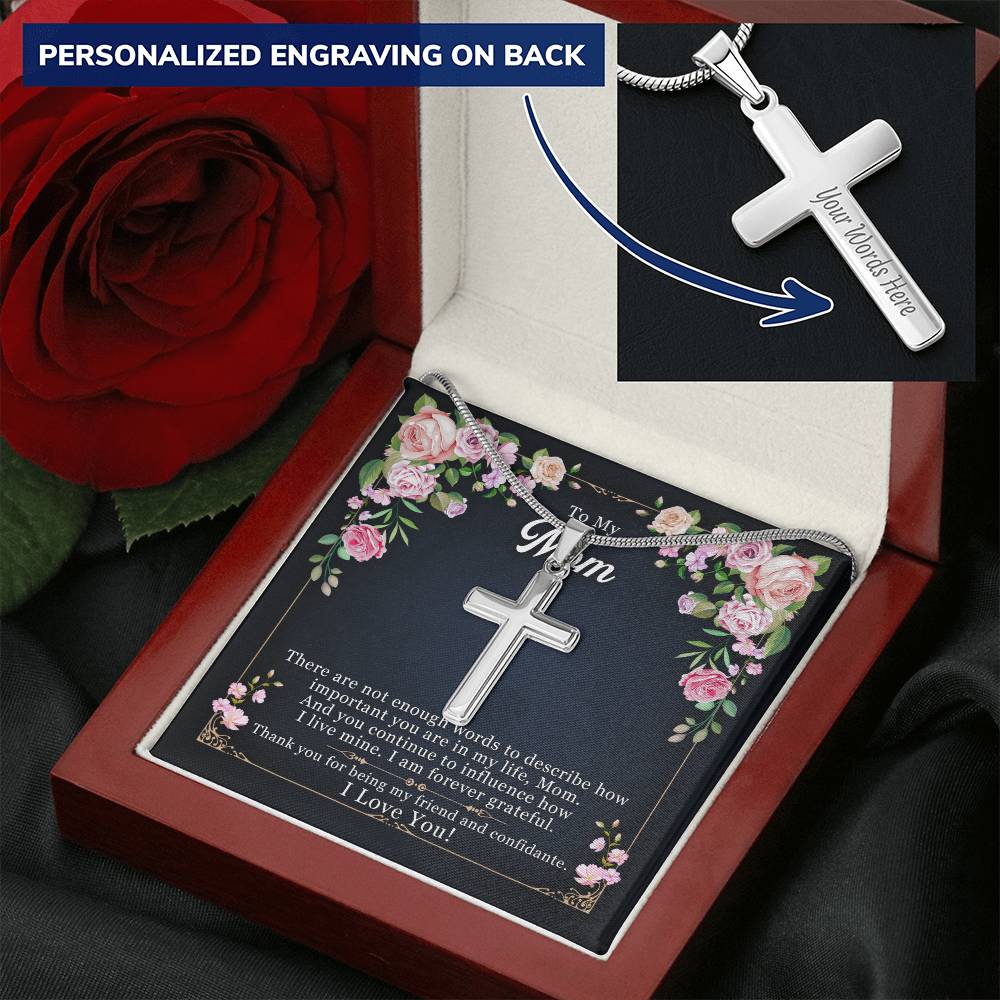 Cross Necklace Gift To My Mom Cross Gift For Mombirthday Gift Gift From Sonnecklace Gift Gods Gift God Bless You Customize Engraved Cross Necklace
