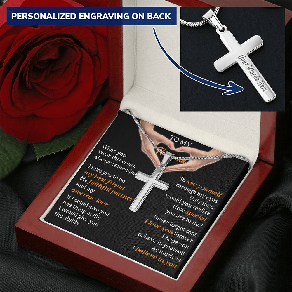 For Husband - I Love You Forever - Cross 1 Customize Engraved Cross Necklace