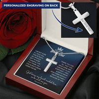 Bonus Dad Customize Engraved Cross Necklace