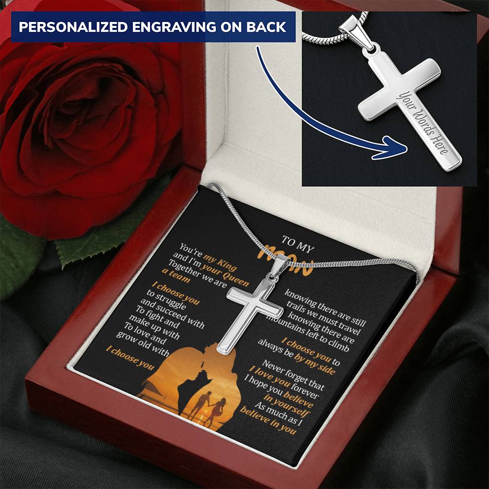 For Your Man - I Love You Forever - Cross Customize Engraved Cross Necklace