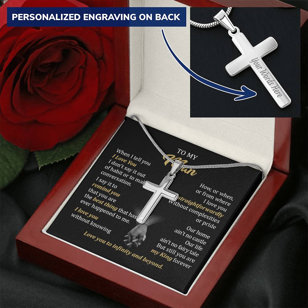 For Your Man - Fairy Tale - Cross Customize Engraved Cross Necklace