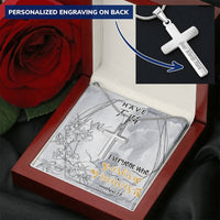 Dad To Son Gifts Cross Necklace Chain Bible Verse - Everyone Who Asks Receives Customize Engraved Cross Necklace