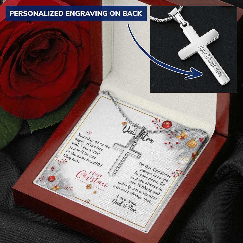 Cross Necklace Christmas Gift To Daughter Most Beautiful Chapters Customize Engraved Cross Necklace
