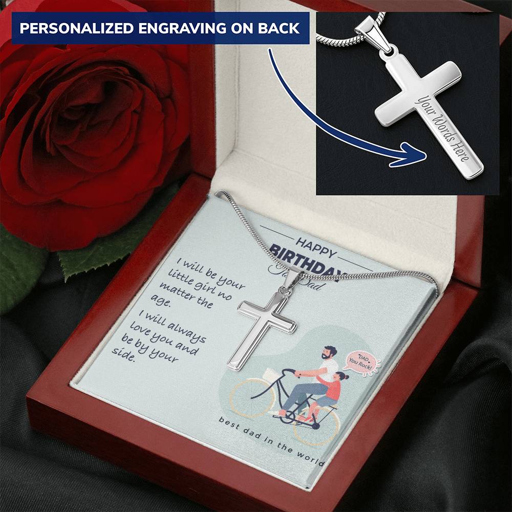 Dad Gift From Daughter Dad Birthday Gift From Daughter  Cross Necklace For Dad. Customize Engraved Cross Necklace