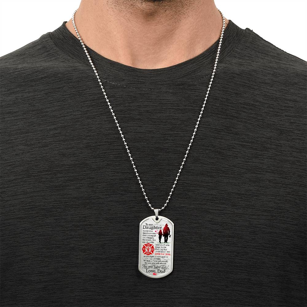 Firefighter Daughter Necklace - Firefighter Mom Necklace Gift - Firefighter Gift - Gift For Daughter - Gift From Father - Army Tag Necklace, Dog Tag Necklace