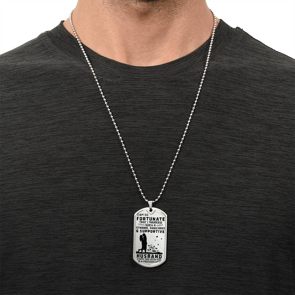I Love My Husband - Military Style Dog Tag - Army Tag Necklace, Dog Tag Necklace
