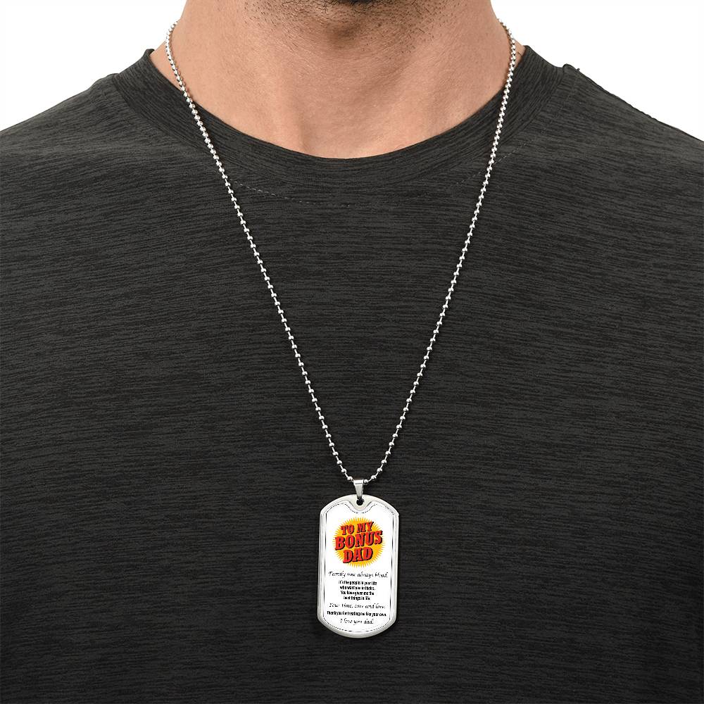 Father - You Are My World Artisan Necklace, Father's Day Gift, Happy Father's Day, Gift For Fathers Day, Bonus Dad - Army Tag Necklace, Dog Tag Necklace