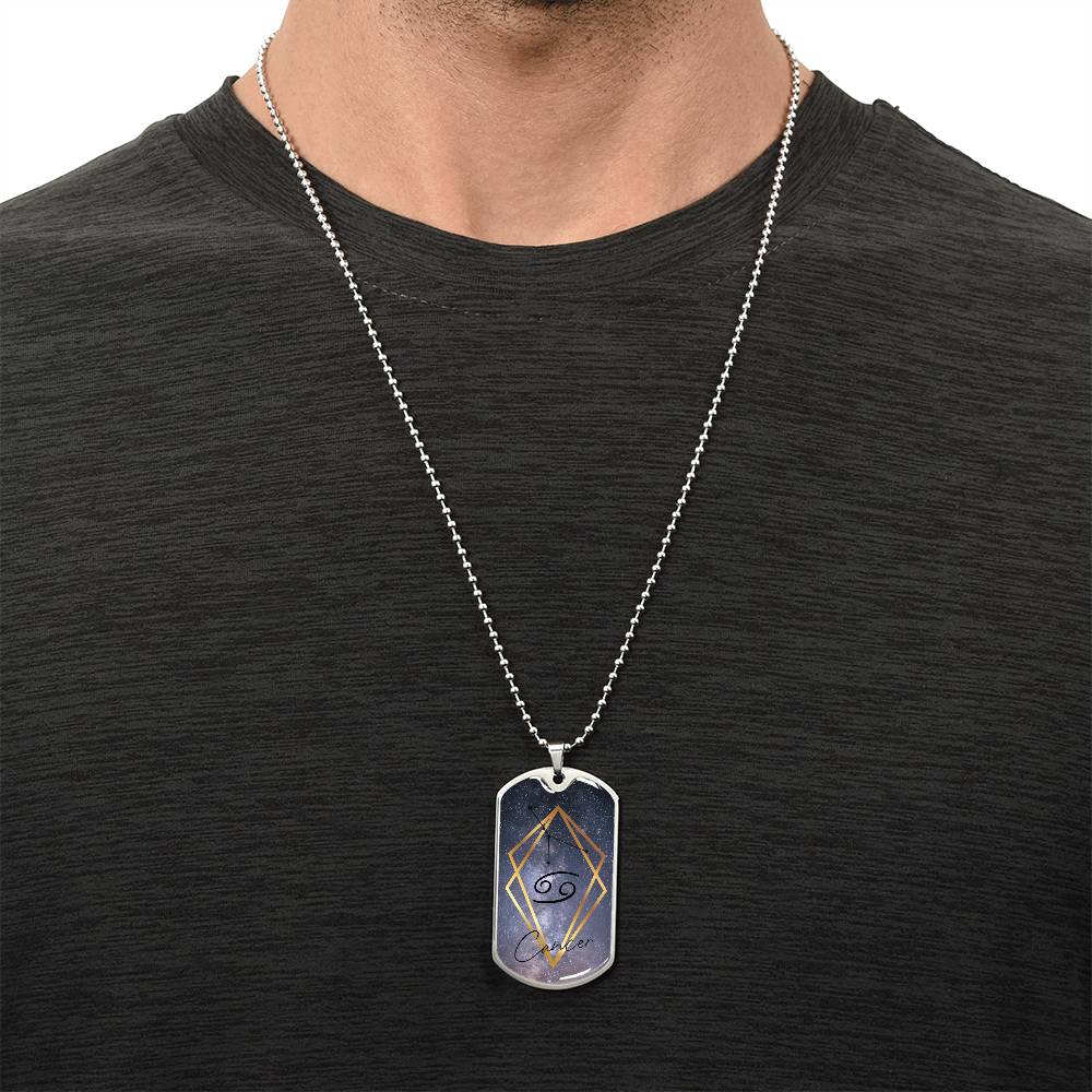 Cancer Galaxy Personalized Dog Tag Necklace - Army Tag Necklace, Dog Tag Necklace