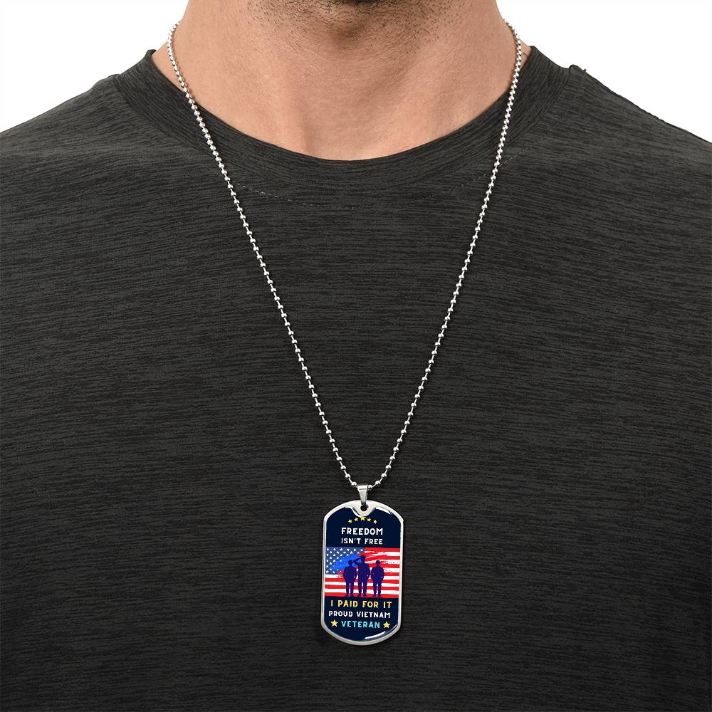 Proud Vietnam Veteran - Army Tag Necklace, Dog Tag Necklace