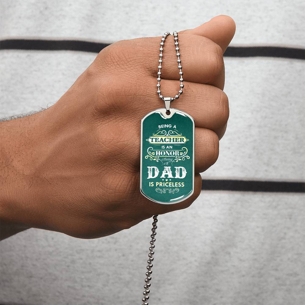 To My Dad Dog Tag Necklace,Teacher Dad Necklace, Teacher Dad Gift, Father's Day Gift,Dad Gifts - Army Tag Necklace, Dog Tag Necklace