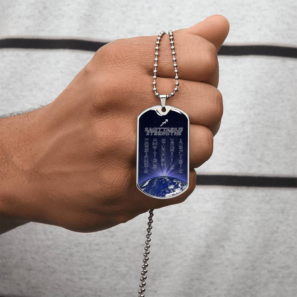 Sagittarius Personalized Dog Tag Necklace - Army Tag Necklace, Dog Tag Necklace