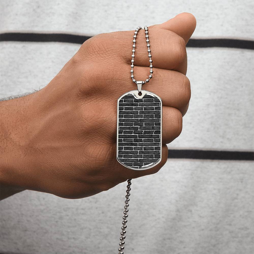 Black Bricks - Bricklayer Dog Tag With Military Ball Chain Jewelry Necklace - Army Tag Necklace, Dog Tag Necklace