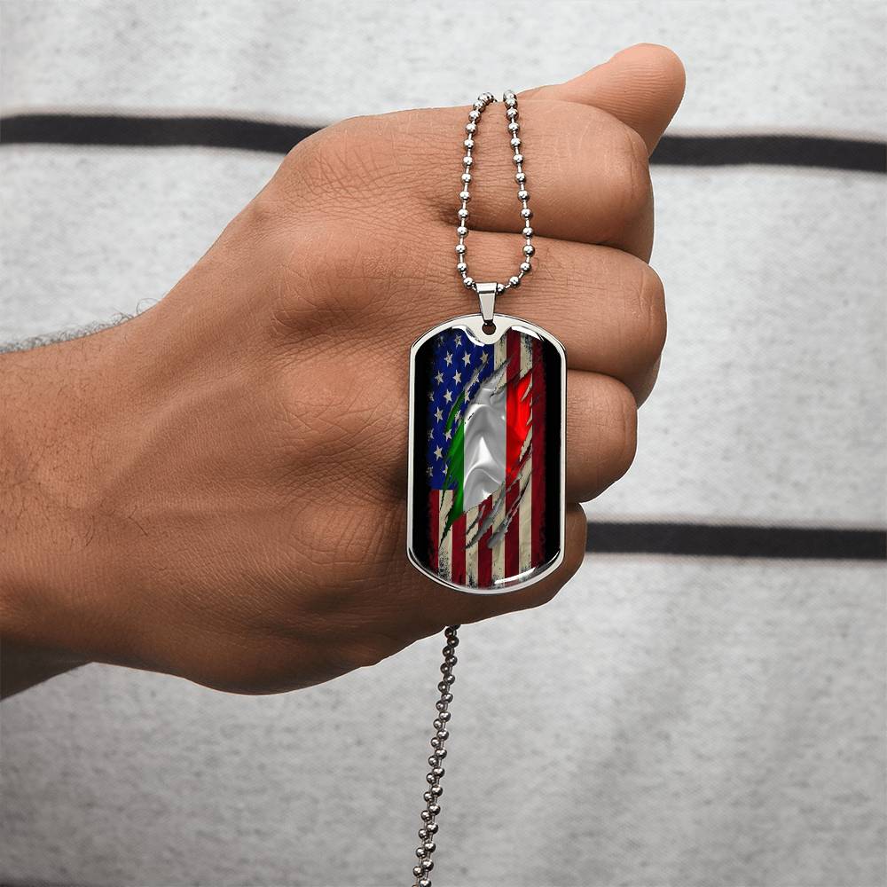 American And Police Flag Stainless Heart, Cop Necklace, Gifts For Dad, Thin Blue Line Necklace - Army Tag Necklace, Dog Tag Necklace