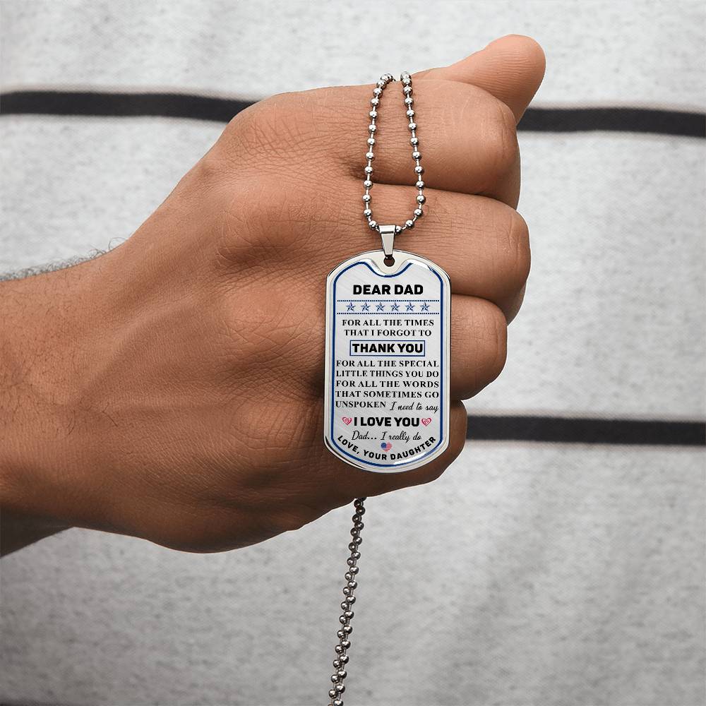Military Daughter To Dad Dog Tag Necklace - Army Tag Necklace, Dog Tag Necklace
