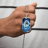 Silver Dolphin Necklace for Women & Girls - Nautical Themed Gift Idea - Dolphin Lover Jewelry - Beach Themed Ocean Related - Army Tag Necklace, Dog Tag Necklace
