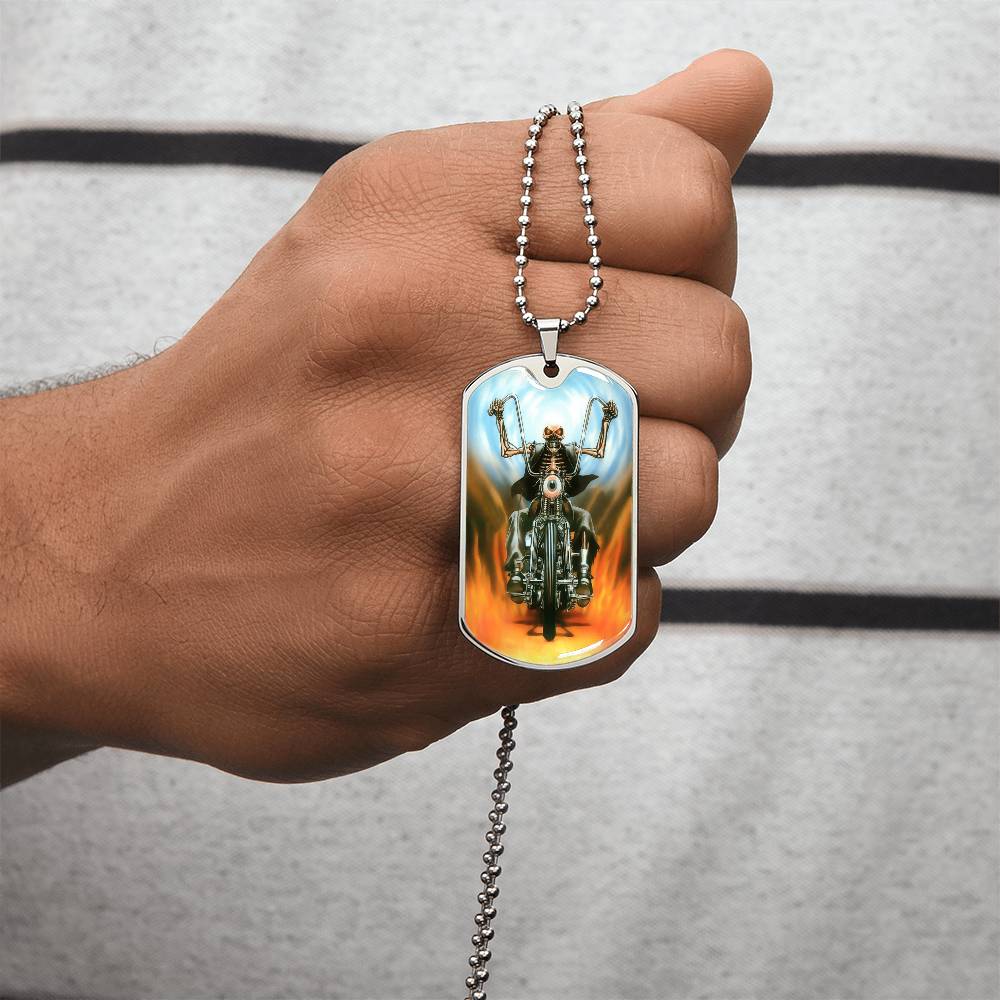 Bike Eye Funny Biker Dog-Tag Necklace - Army Tag Necklace, Dog Tag Necklace