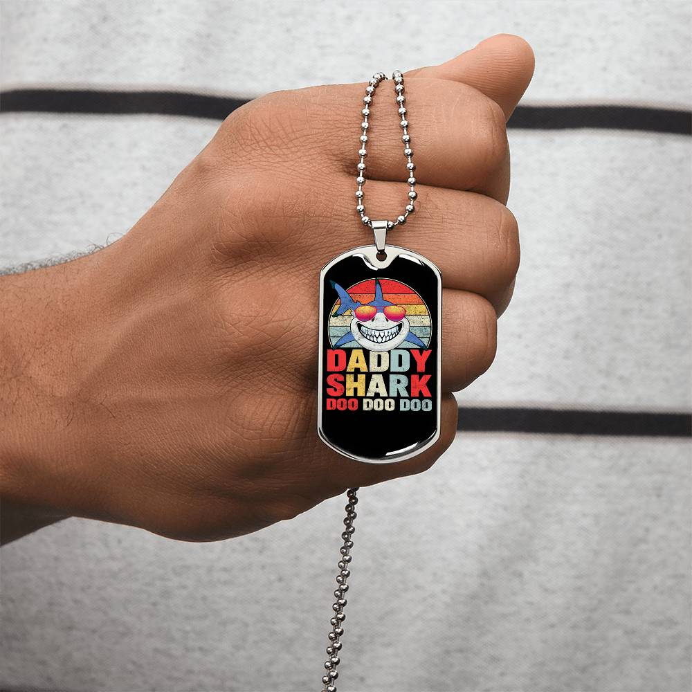 Daddy Shark Dog Tag - Army Tag Necklace, Dog Tag Necklace
